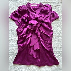 PRADA ruffle button down 100% silk blouse